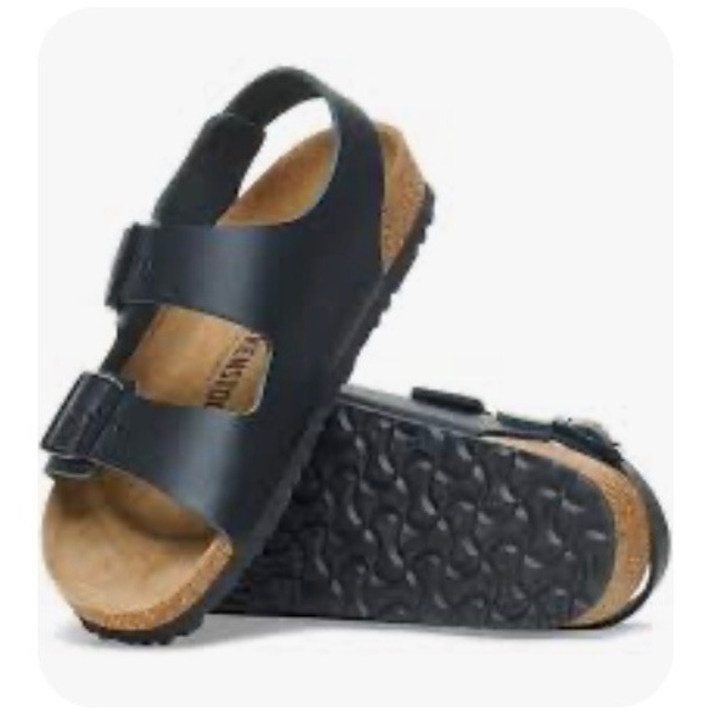 Birkenstock Milano Sandals Black Birko-Flor 38 L7 Backstrap NWOT Wardrobe Staple
